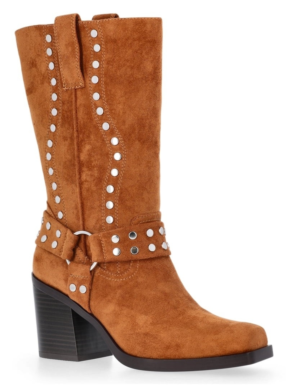 New Size 10 Madden NYC Women's  Tan Suede Studded Mid-Calf Heeled Boots